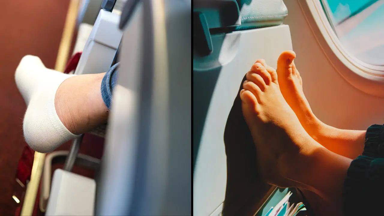 A flight expert has revealed why you should never take off your shoes while on board a plane.