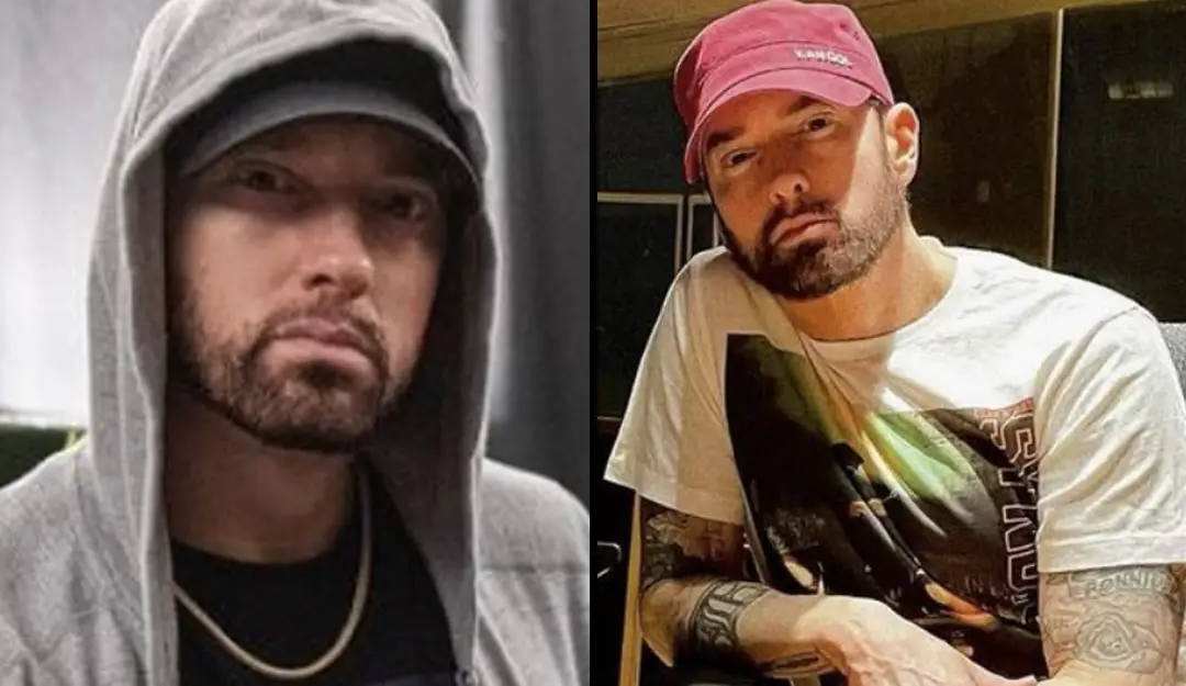 Fans confused by Eminem's oddly dark eyebrows at Super Bowl 2022