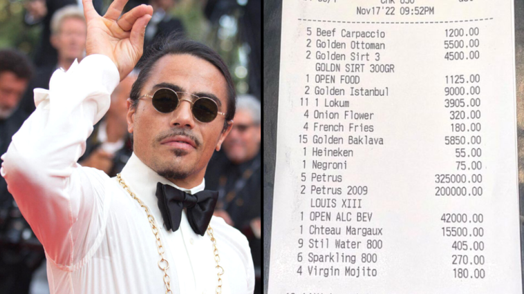 Salt Bae has shared a huge bill from his restaurant which has left people absolutely gobsmacked.