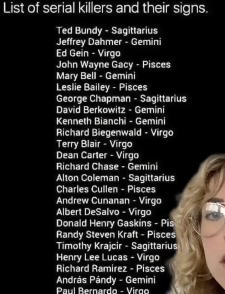 Serial killer star sign list