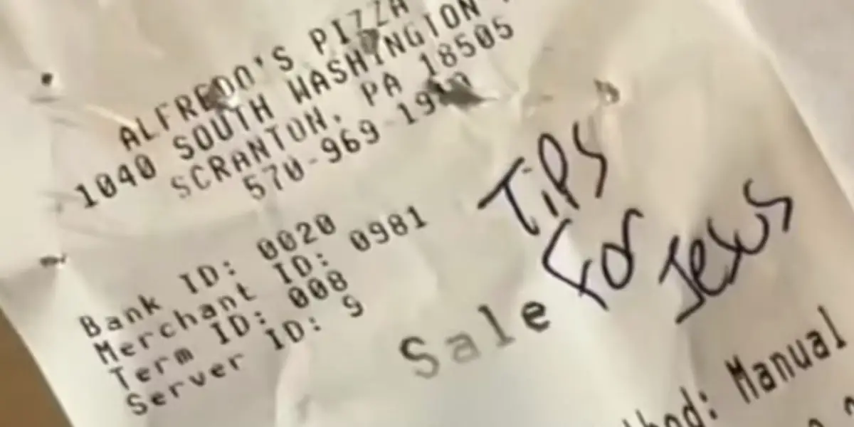 'Tips for Jesus' receipt.