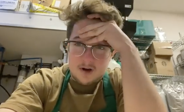 Starbucks barista crying.