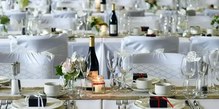 Table set-up at wedding.