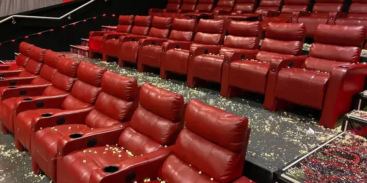 Mess left behind in cinema.