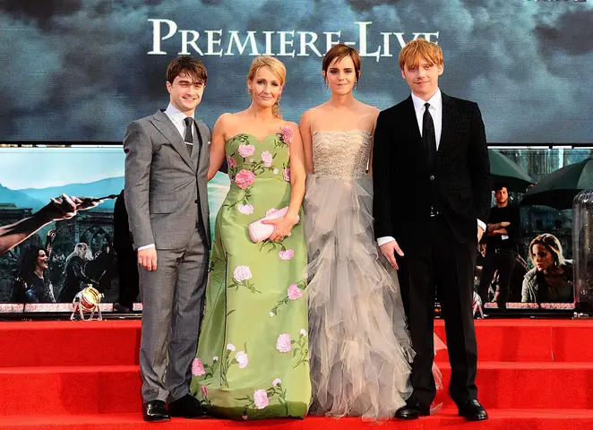 Daniel Radcliffe, J.K. Rowling, Emma Watson and Rupert Grint.