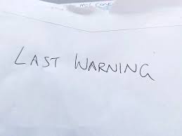 Last warning vegan letter
