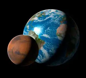 Mars and Earth.