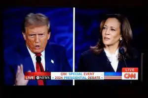 Donald Trump and Kamala Harris debate.