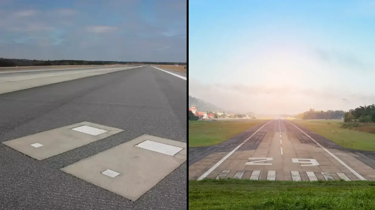 The story of why two people are buried in graves at an airport runway has captivated the attention of the internet.