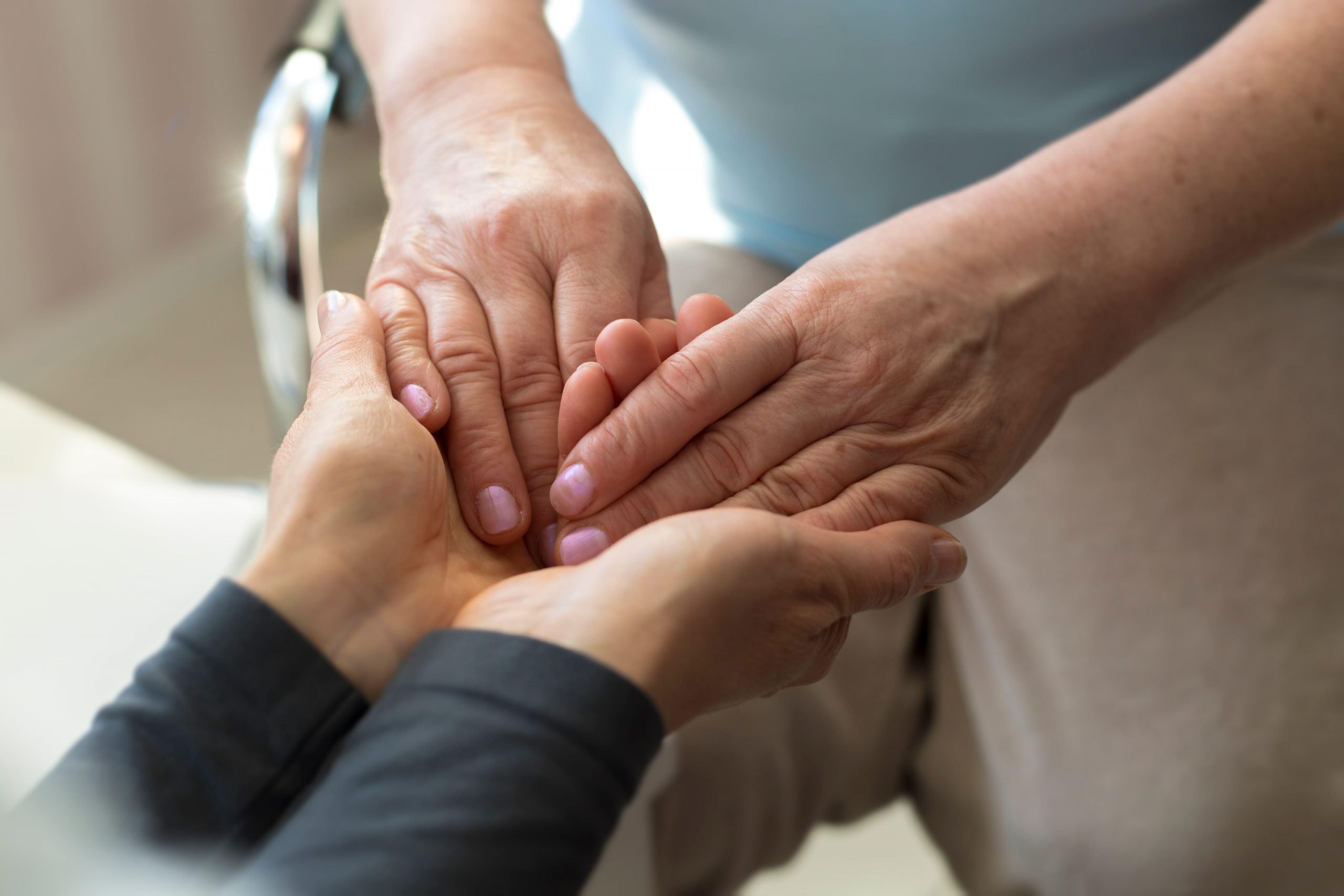 People holding hands.