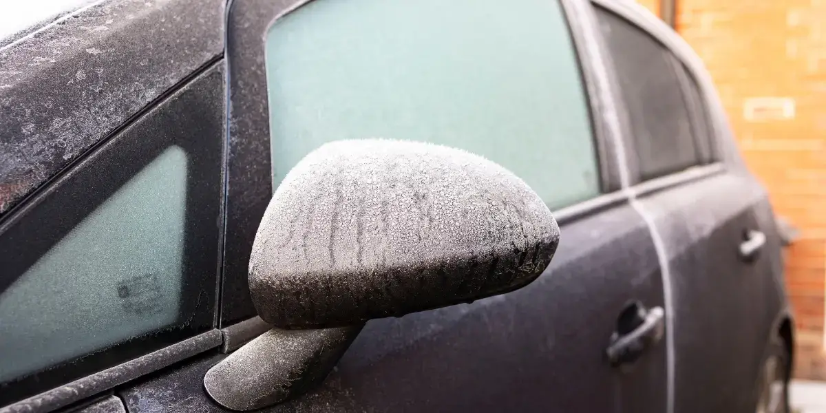 Icy car window.