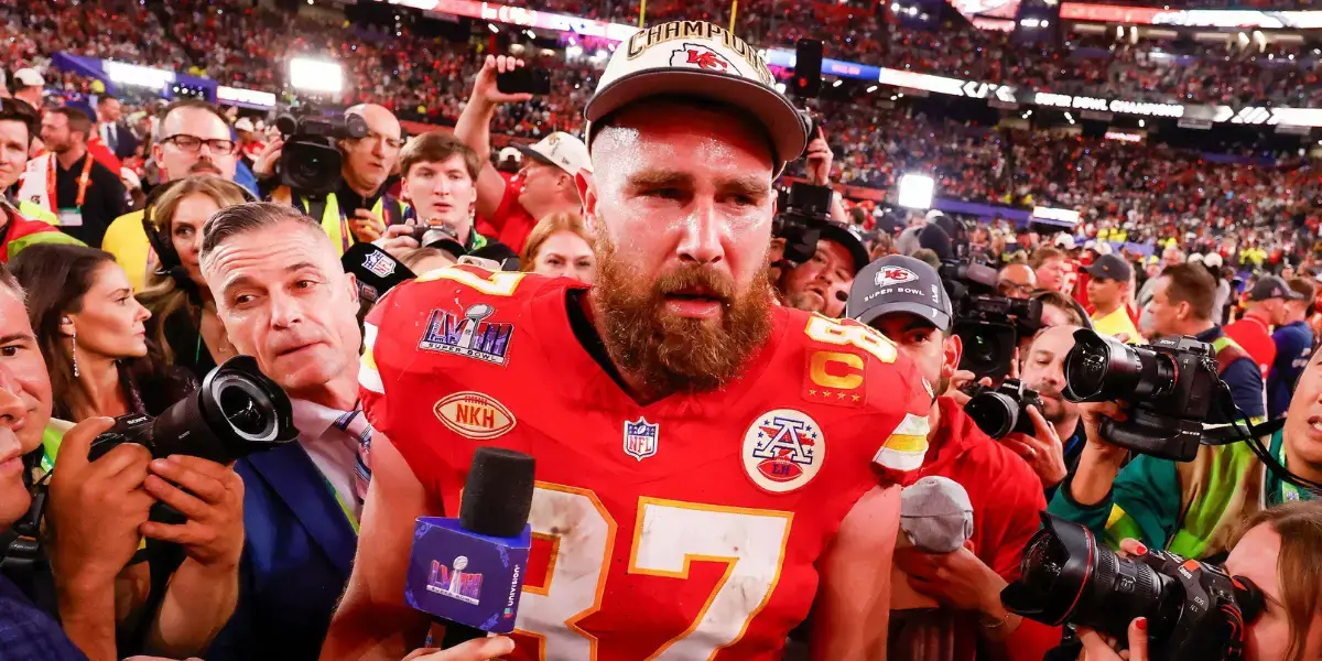 Travis Kelce at the 2024 Super Bowl.