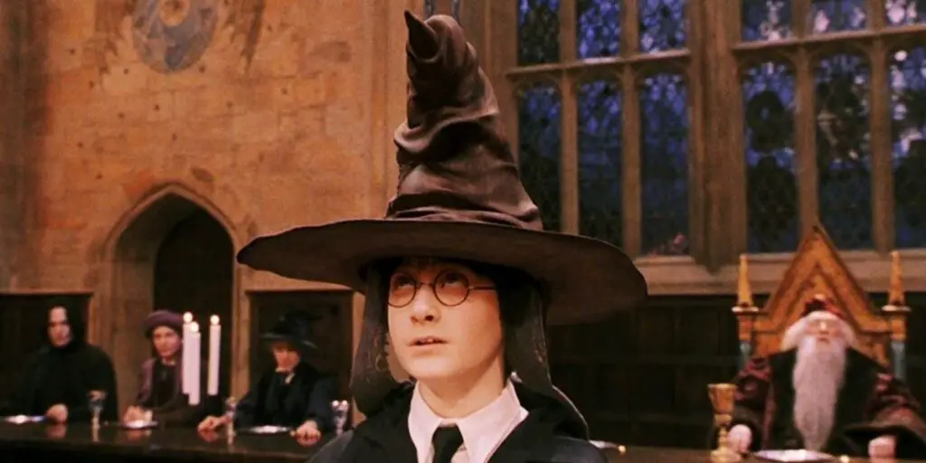 Leslie Phillips as The Sorting Hat.