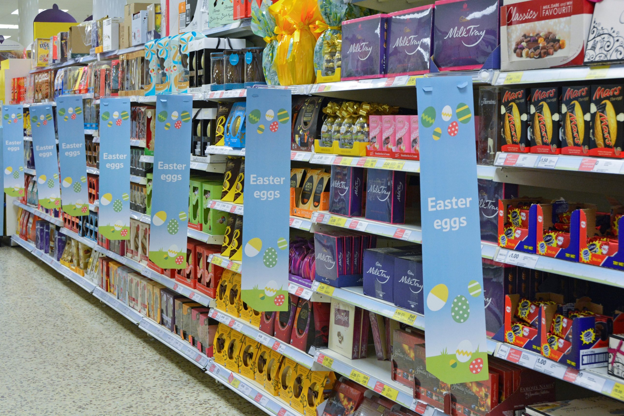 Easter eggs in supermarket. 