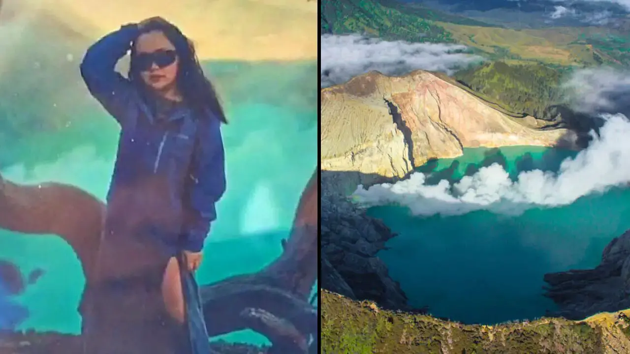 A tourist has died after plunging to her death into an active volcano while trying to capture the perfect holiday snap.