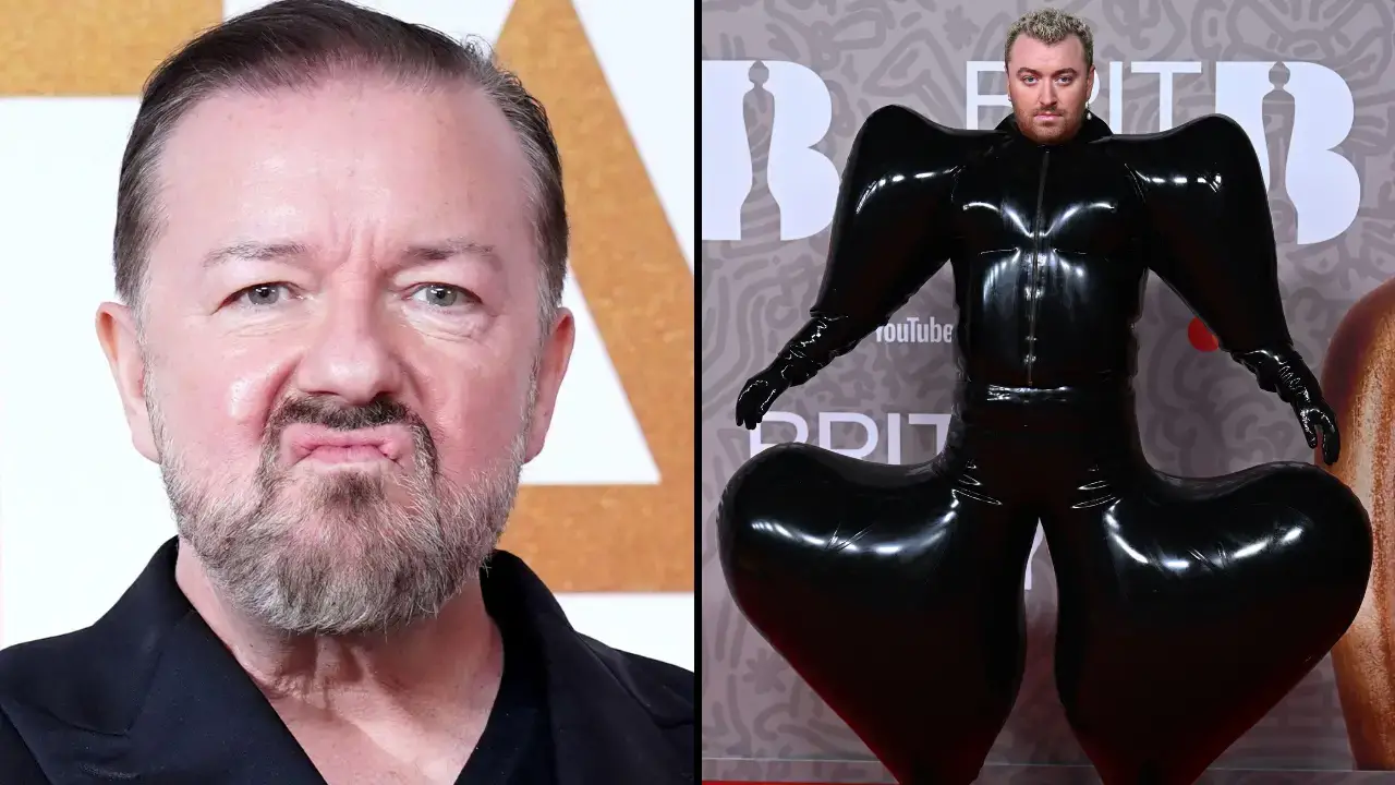 Ricky Gervais has taken a swipe at Sam Smith over their Brits red carpet outfit. 