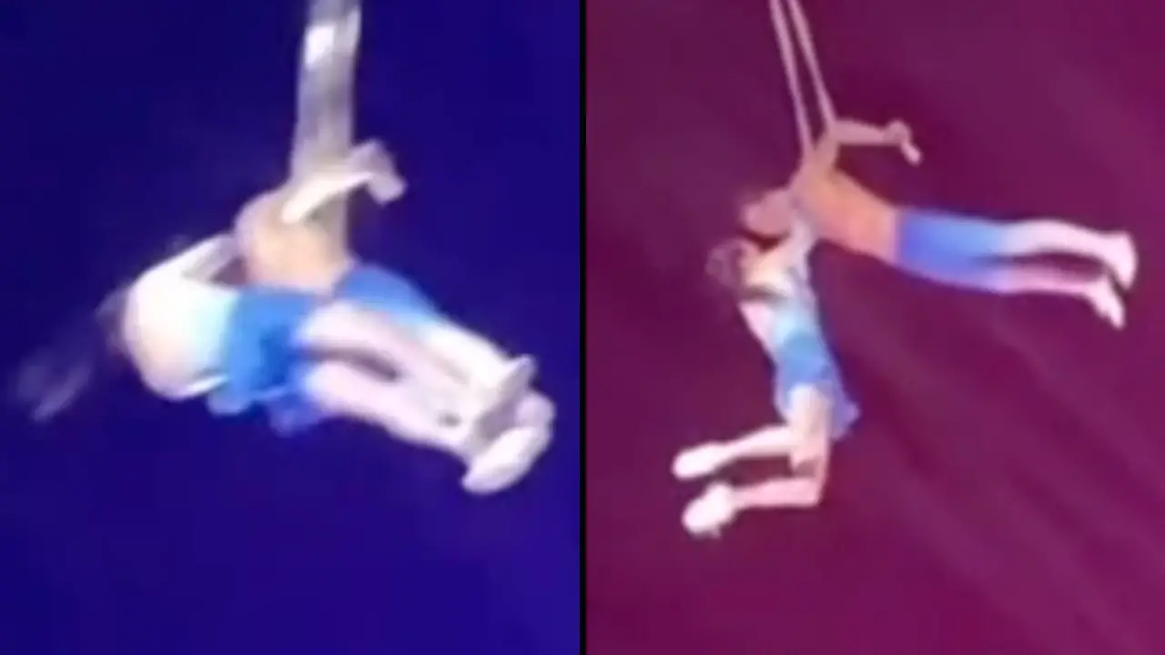 A Chinese acrobat tragically falls to her death during a stunt with her husband in a viral video.