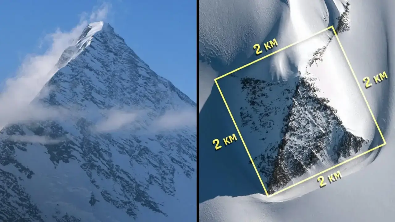 A 'pyramid-like' mountain has been discovered sitting beneath the ice in Antarctica.