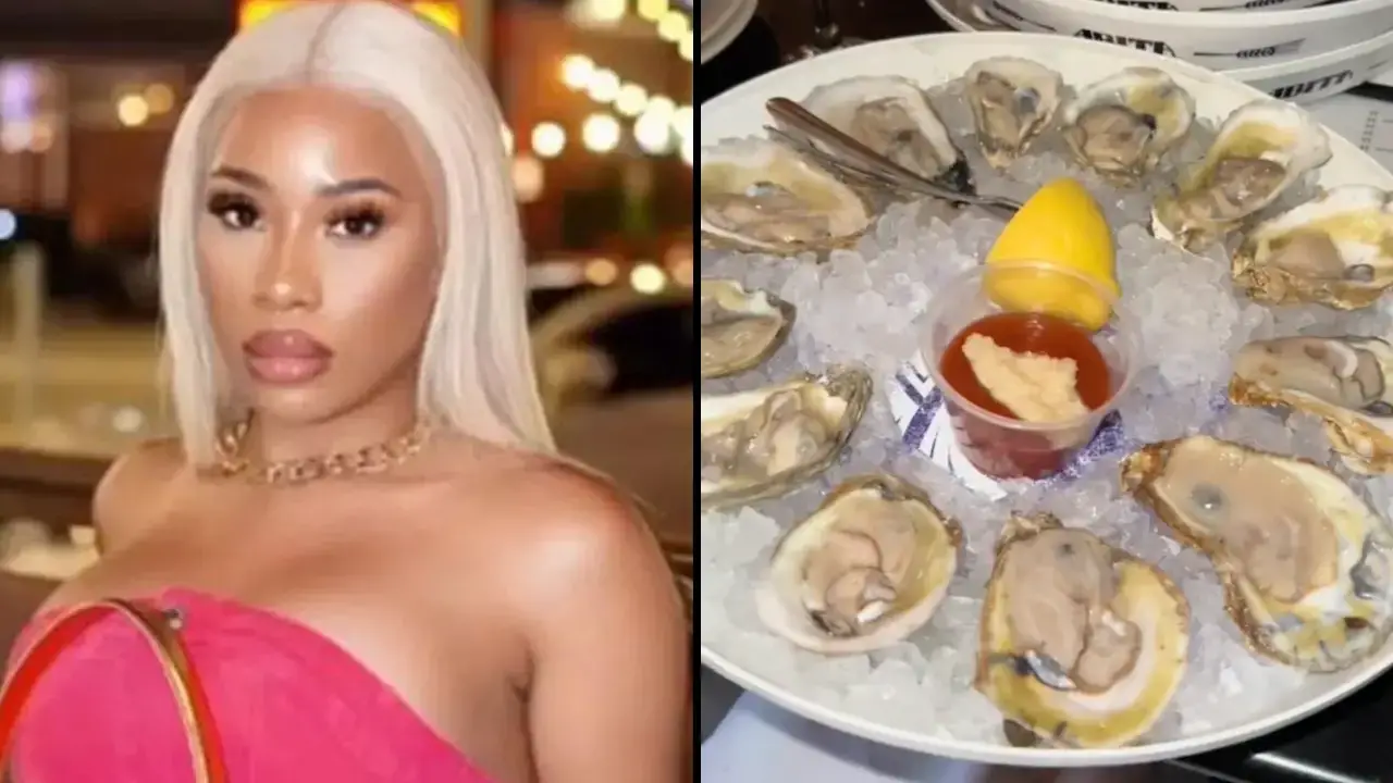 A woman was apparently left to pay an excessive bill after her date ditched her when she tucked into 48 oysters. 