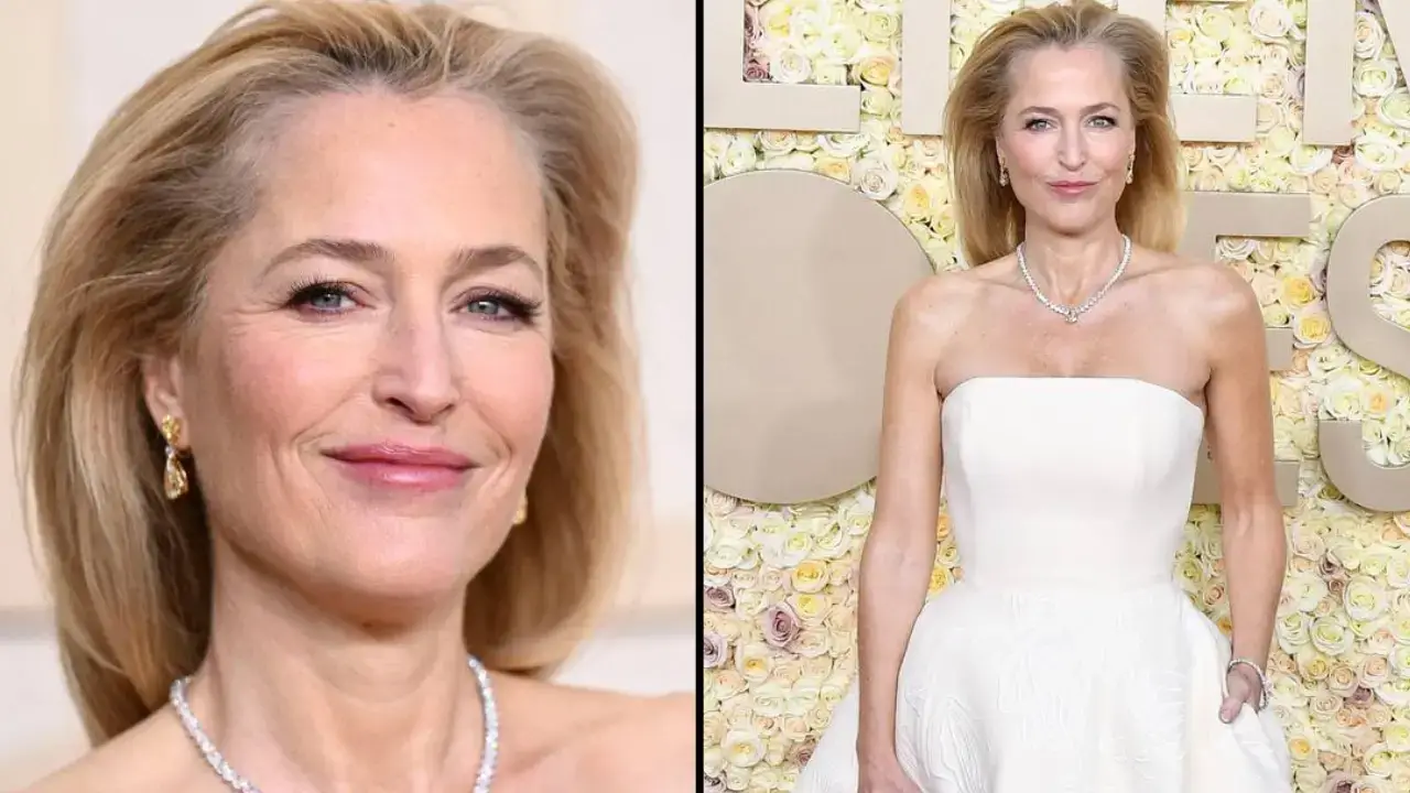 Fans have zoomed in on Gillian Anderson's Golden Globes dress and noticed a rude detail.