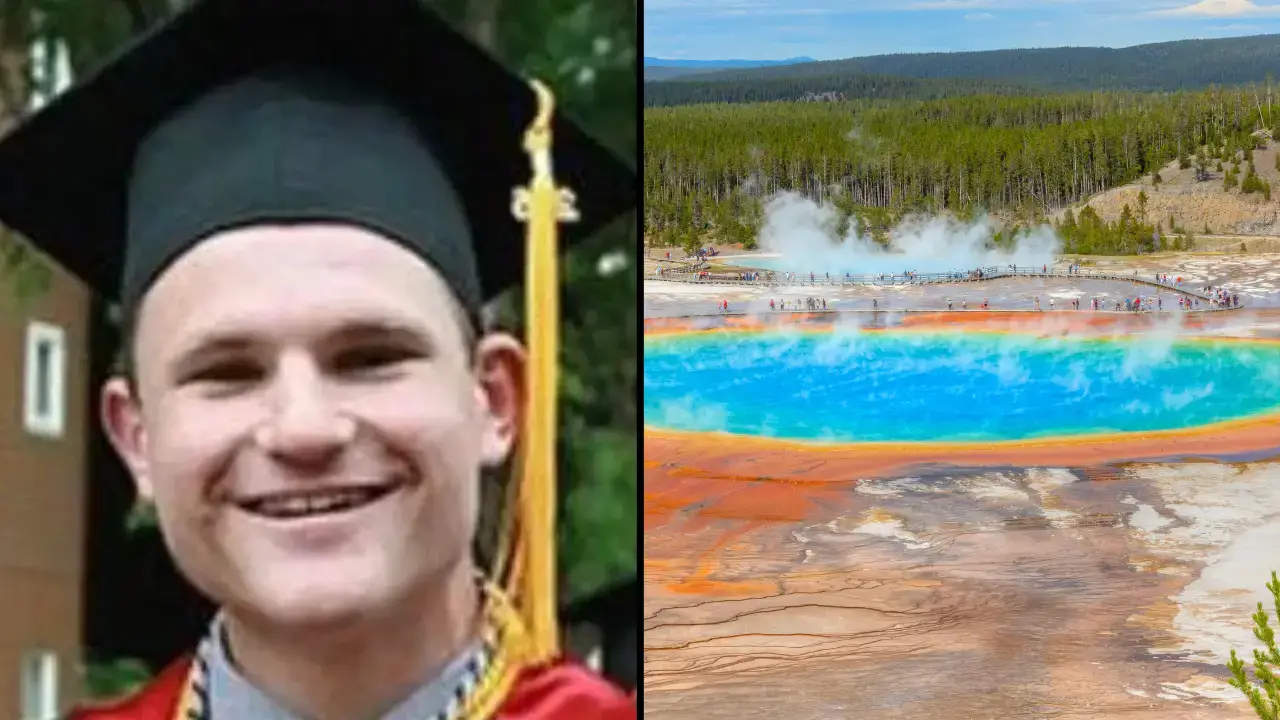 The tragic final moments of 23-year-old Colin Scott dissolving in acid at Yellowstone National Park were recorded.