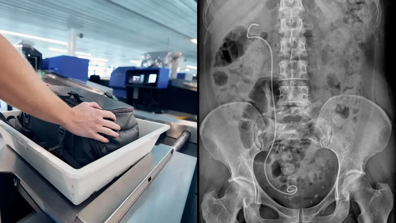 A woman was arrested immediately by airport security after they saw the results of her X-ray.