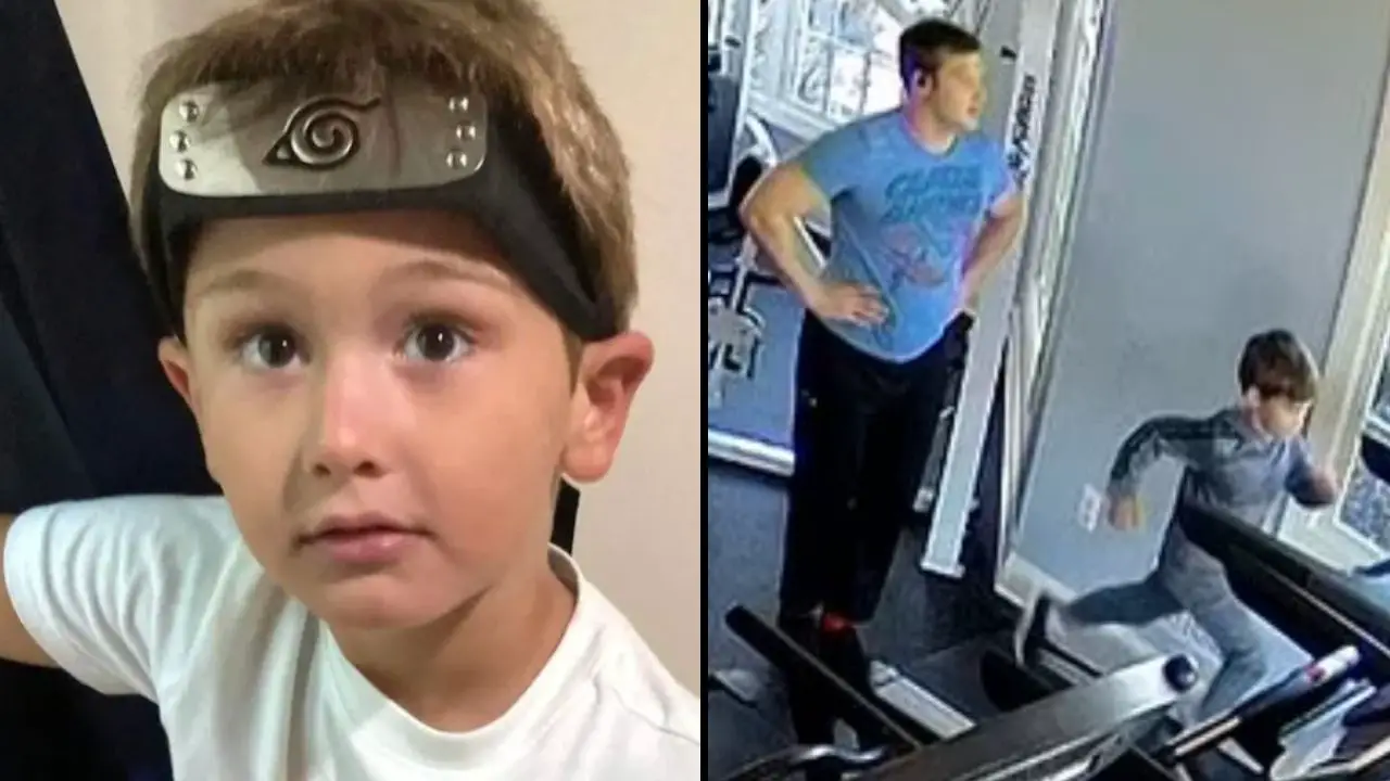 Dad Christopher Gregor is shown forcing his 6-year-old son Corey Micciolo to run on a treadmill because he was 'too fat'.