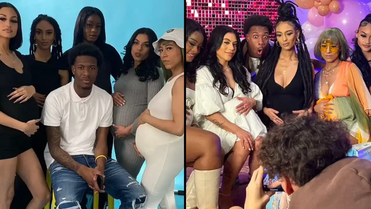 A man has gone viral after hosting a joint baby shower for the five women he impregnated at the same time.