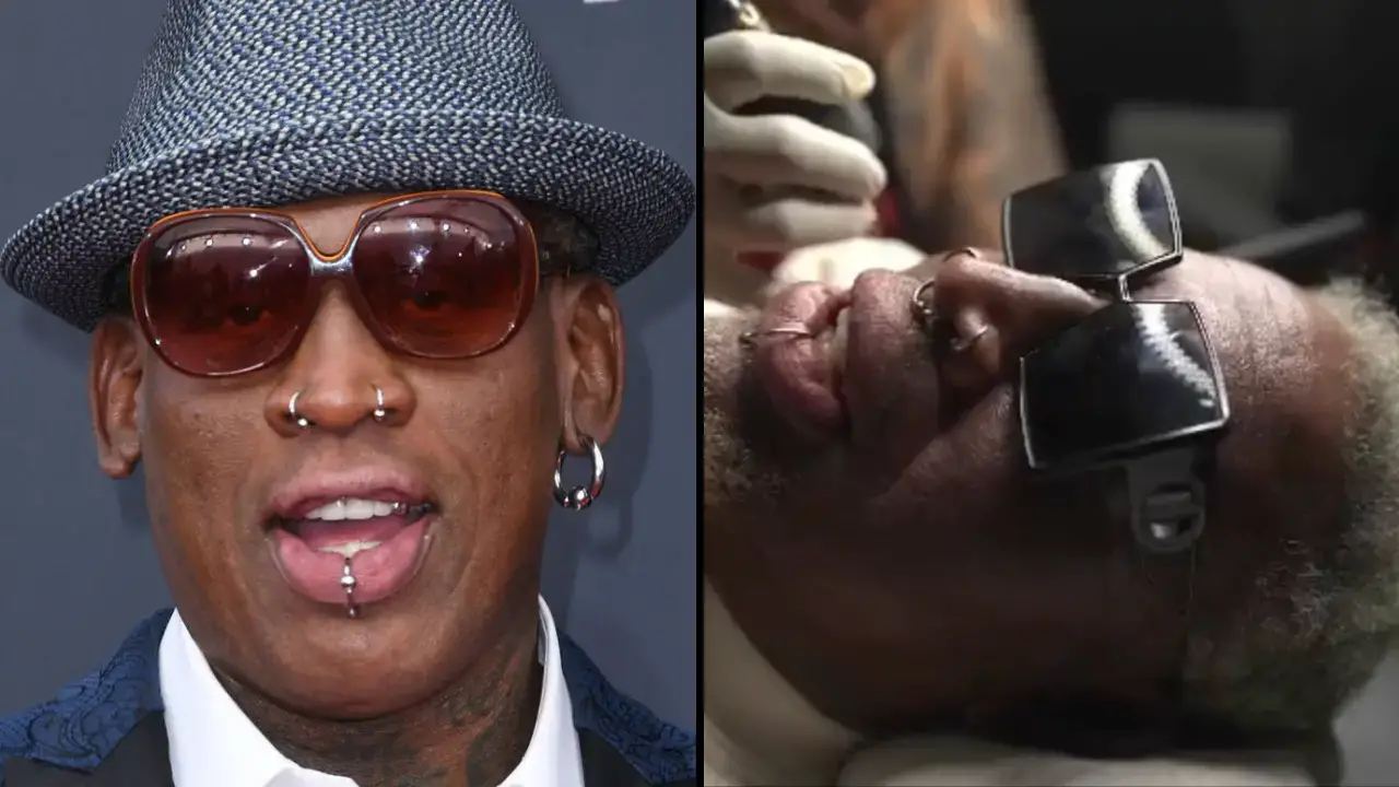 Dennis Rodman has had a tattoo of his girlfriend's face on his cheek.