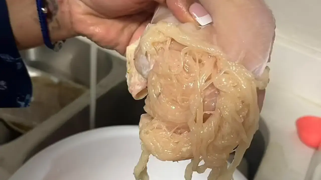 People have been left feeling nauseated after finding out what 'spaghetti chicken' is.