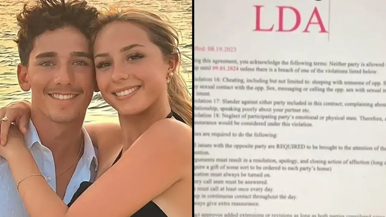 A woman has made her long-distance boyfriend sign a contract - and people are far from happy with its 'insane' terms.