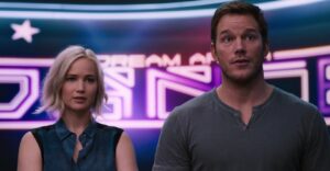 Jennifer Lawrence and Chris Pratt in Passengers. 