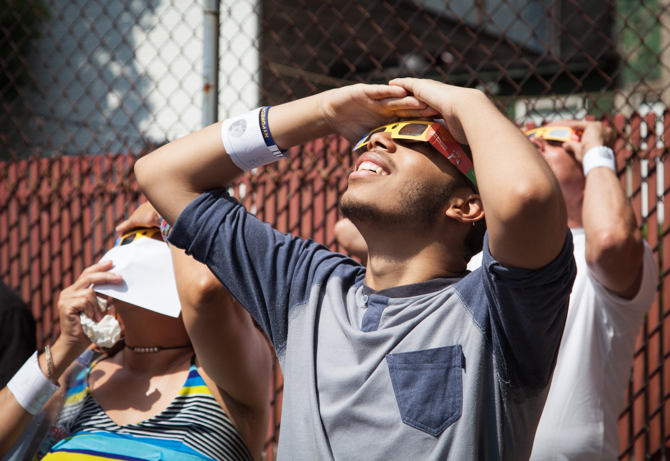 People watching eclipse. 