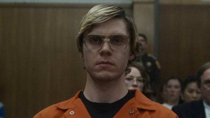 Evan Peters as Jeffrey Dahmer. 