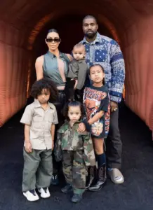 Kim Kardashian and Kanye West with their four children. 