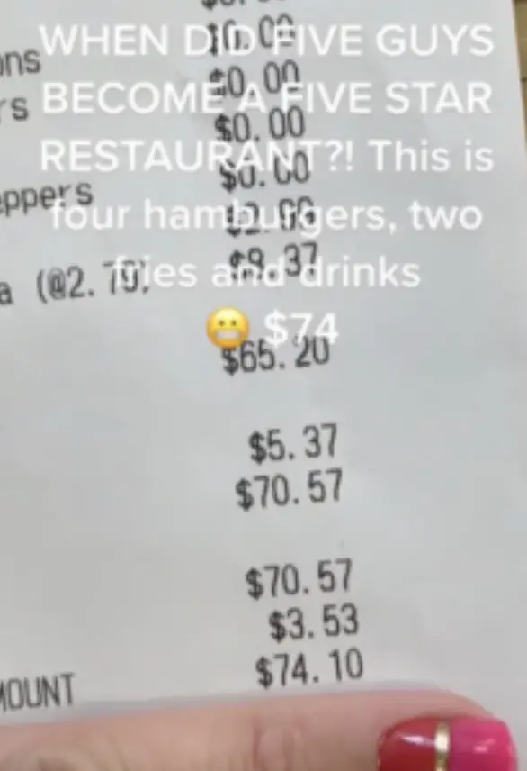 Five Guys $74 order