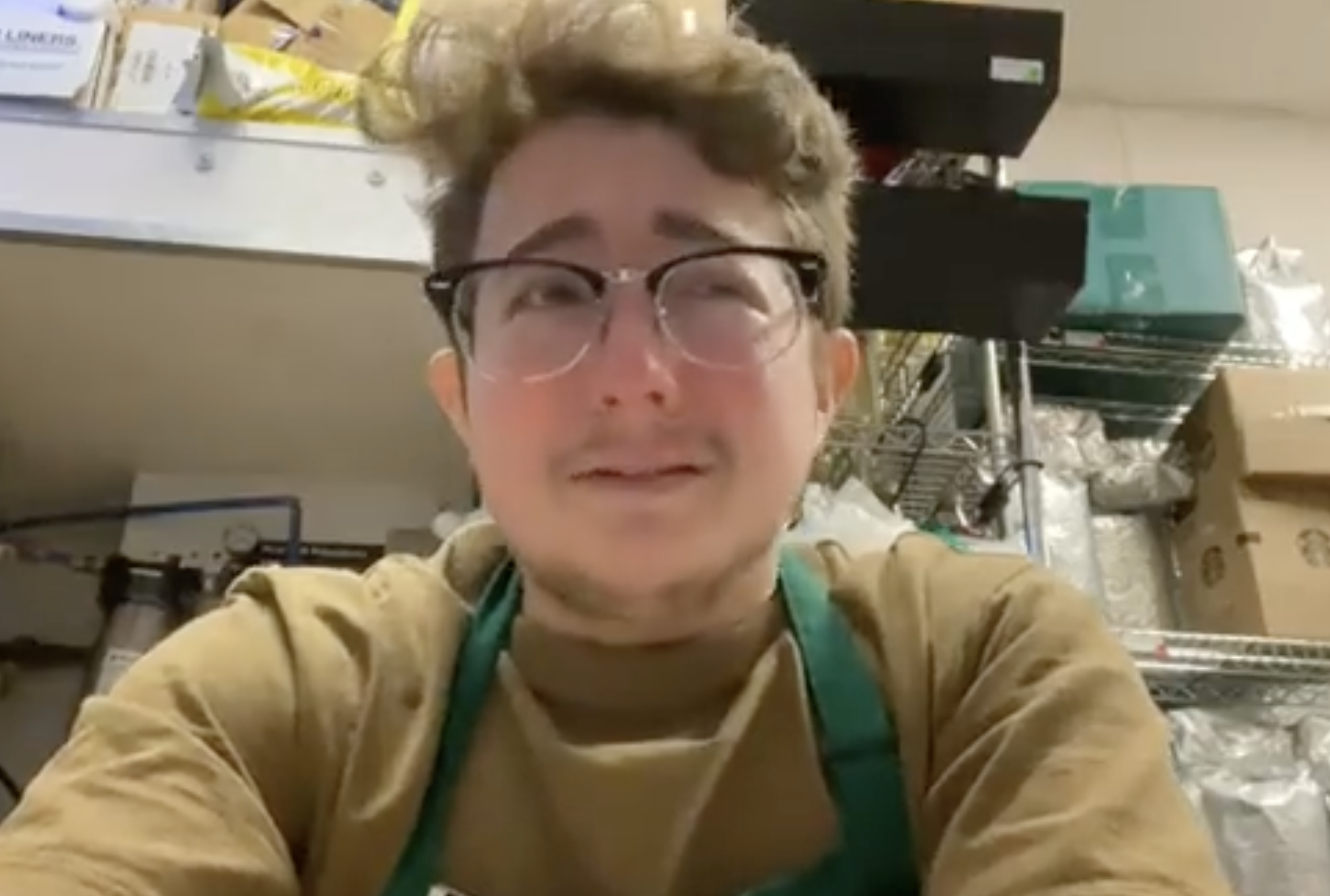 Starbucks barista crying. 