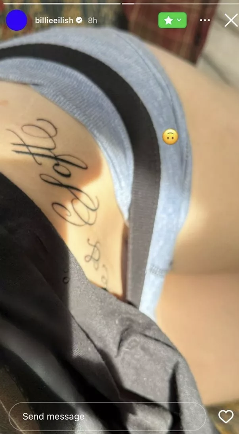 Billie Eilish's 'Hard & Soft' tattoo. 