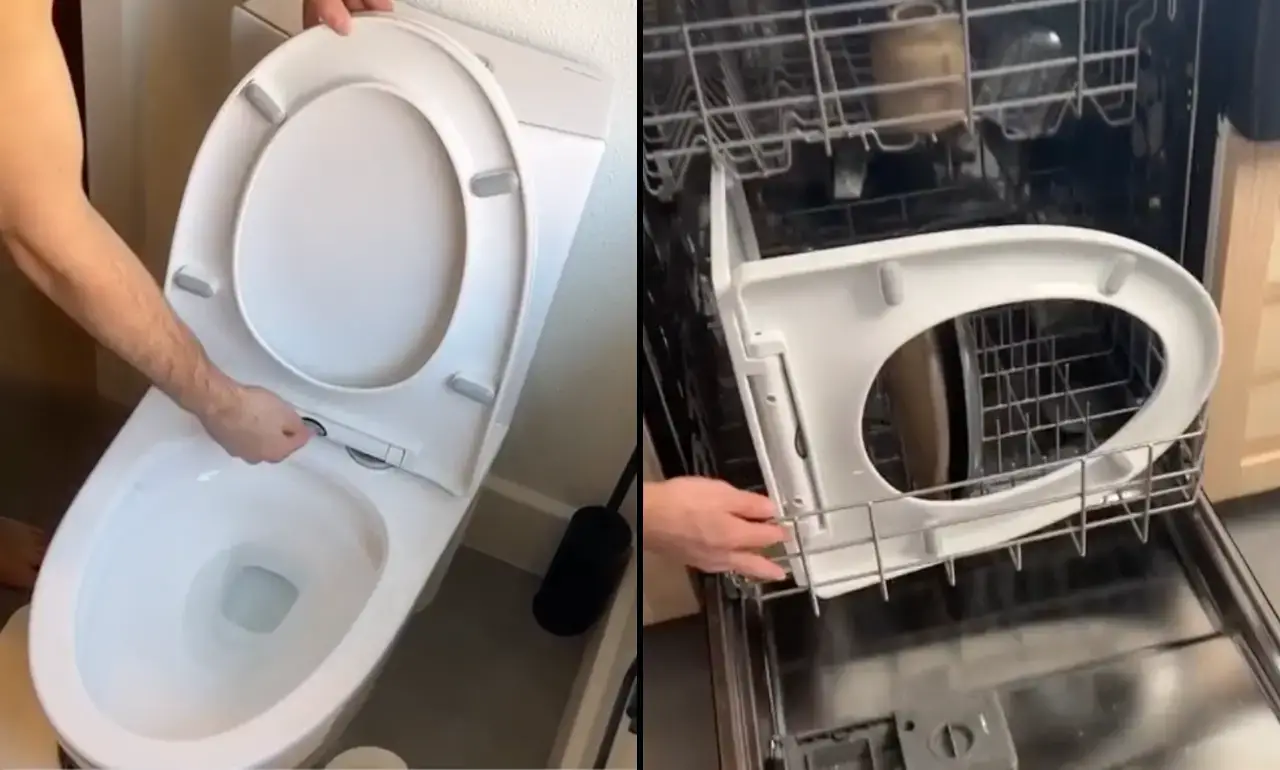 A man has sparked a debate after putting his toilet seat through the dishwasher.