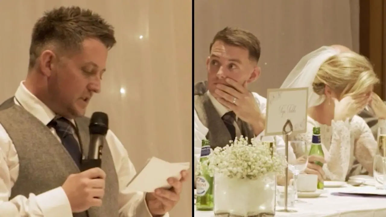 A couple was mortified when a best man delivered a wedding speech with the 'best punchline ever.'