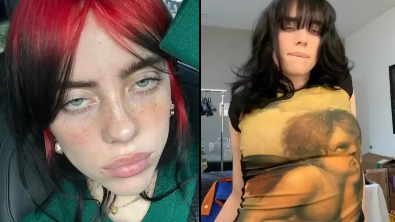 Billie Eilish has slipped into boxers and exposed a hidden tattoo in a 'private' photo. 