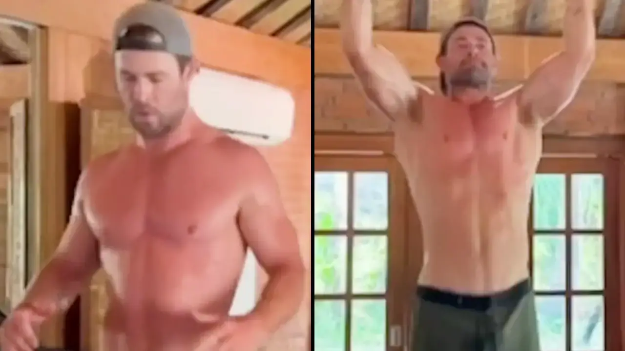 Chris Hemsworth fans have been left distracted by his bulge in a new workout video.