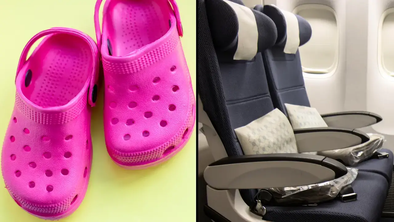 A flight attendant is warning holidaymakers not to wear flip-flops or Crocs on a plane.