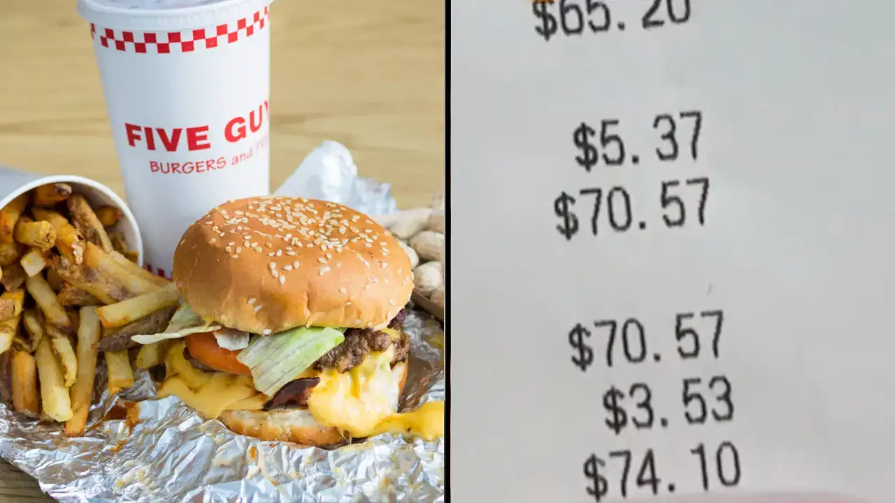 A Five Guys customer has been left outraged after being charged $74 for their order Find out more information here...