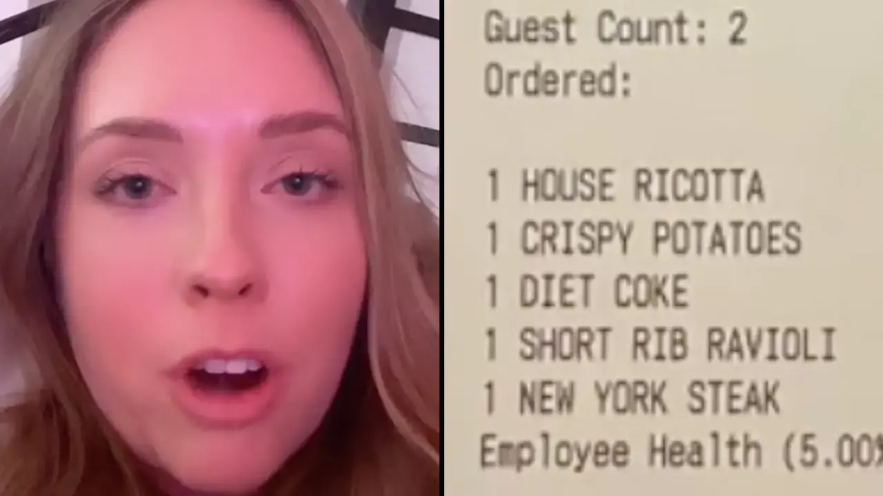 A woman was left speechless after discovering an 'employee health' charge while looking at her restaurant receipt.