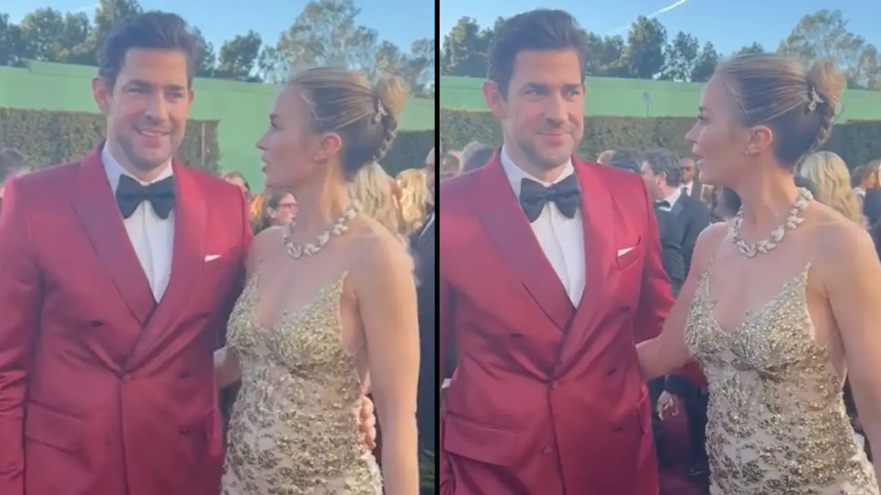 Golden Globe viewers have been left horrified after lip-reading John Krasinski's comment to his wife Emily Blunt on the red carpet.