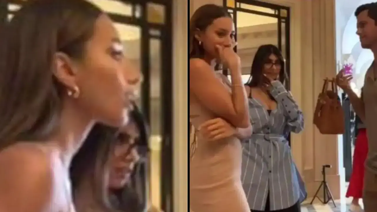 A man bought his wife a gift as an apology after recognising Mia Khalifa in their hotel. 