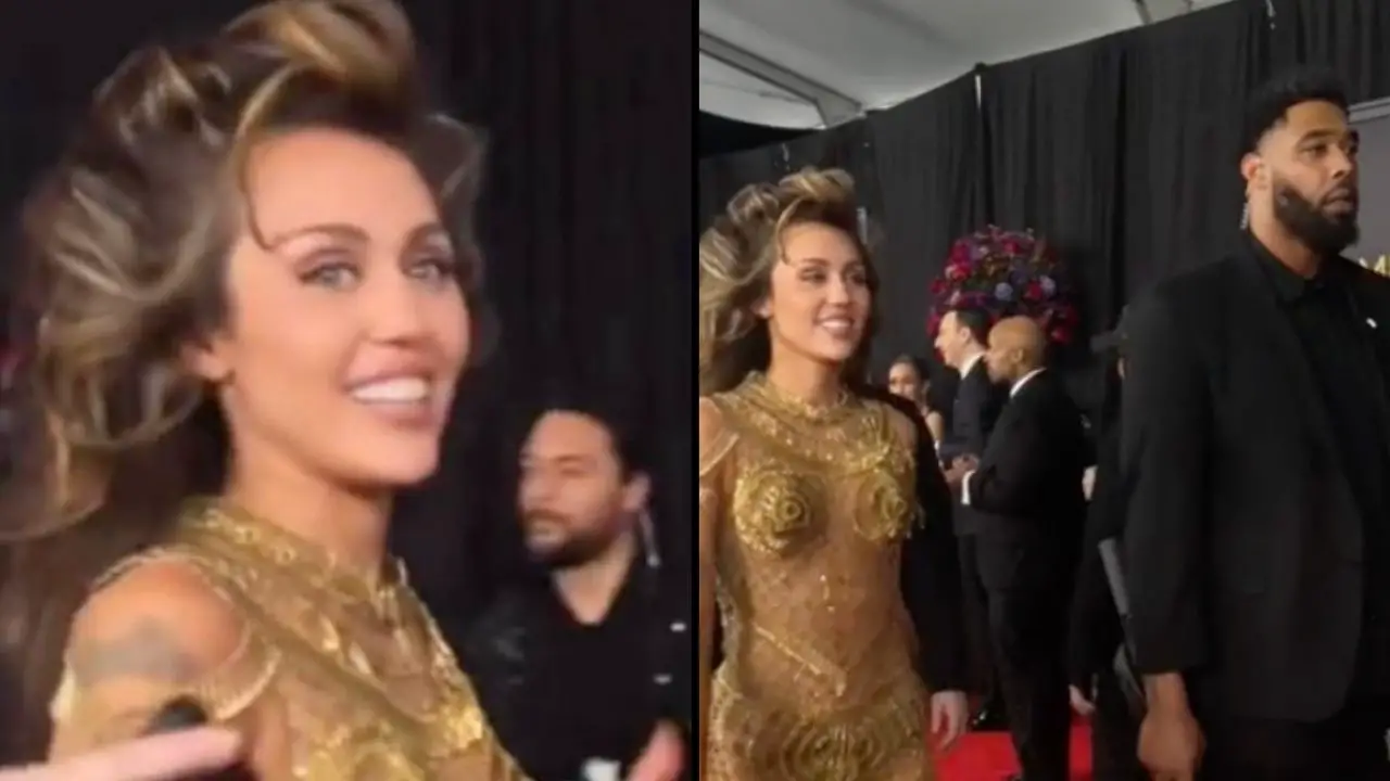 People have been left worried for Miley Cyrus after observing her bodyguard at the Grammys. 