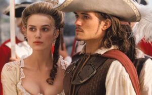 Keira Knightley and Orlando Bloom in Pirates of the Caribbean.