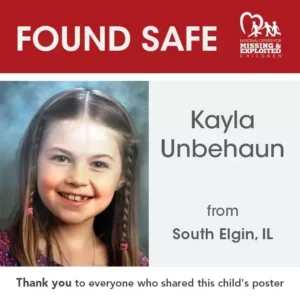 Kayla Unbehaun found safe poster